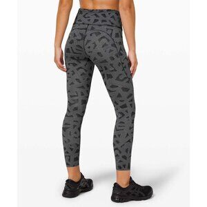 Lululemon Fast & Free Tight II 25" Nulux Textured Labyrinth Black Sz 6 Leggings